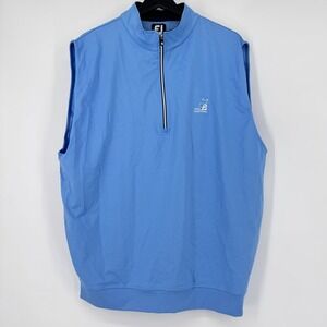 FootJoy Mens Light Blue Logo 1/4 Zip Golf Vest Large FJ Performance